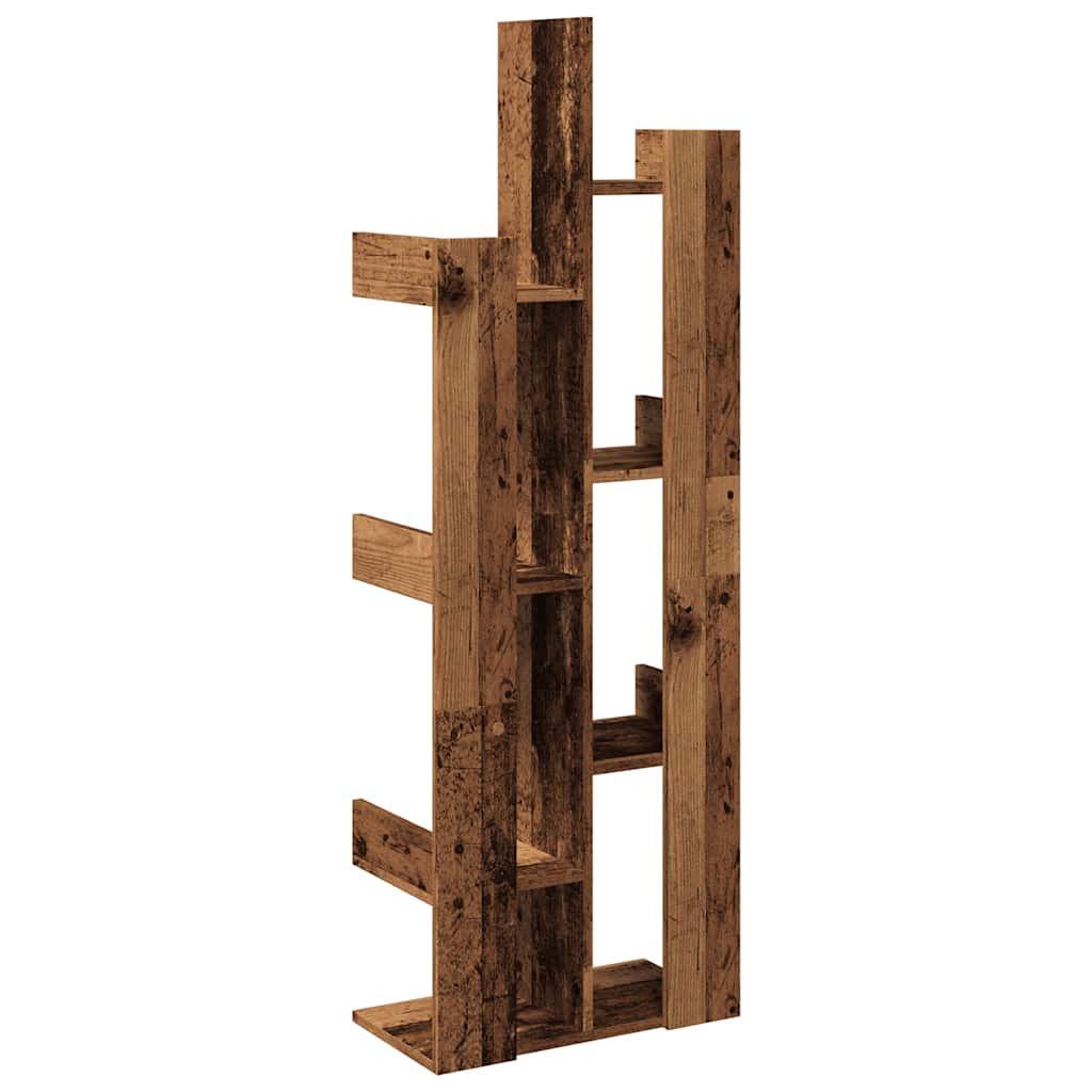 antik fa színű szerelt fa könyvszekrény 48 x 25,5 x 140 cm