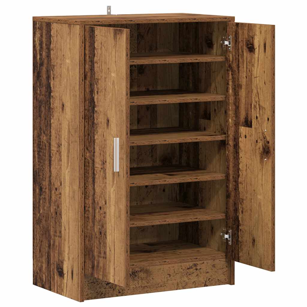 antik fa színű szerelt fa cipősszekrény 60 x 35 x 92 cm