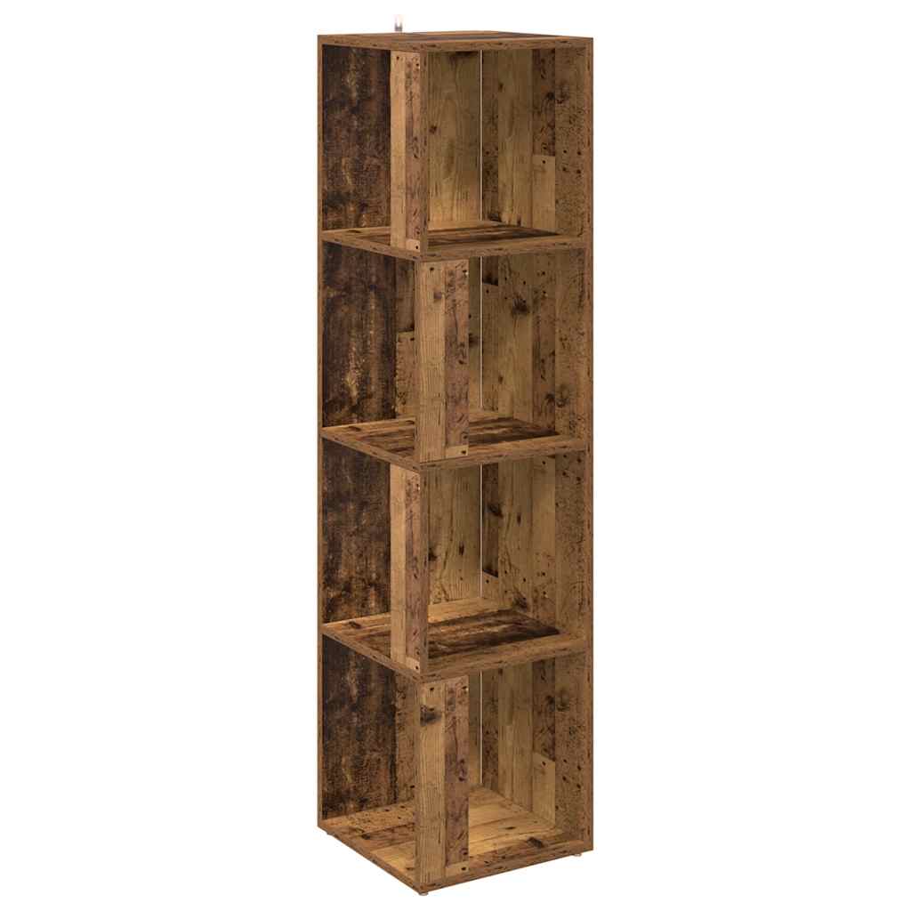 antik fa színű szerelt fa sarokszekrény 33 x 33 x 132 cm