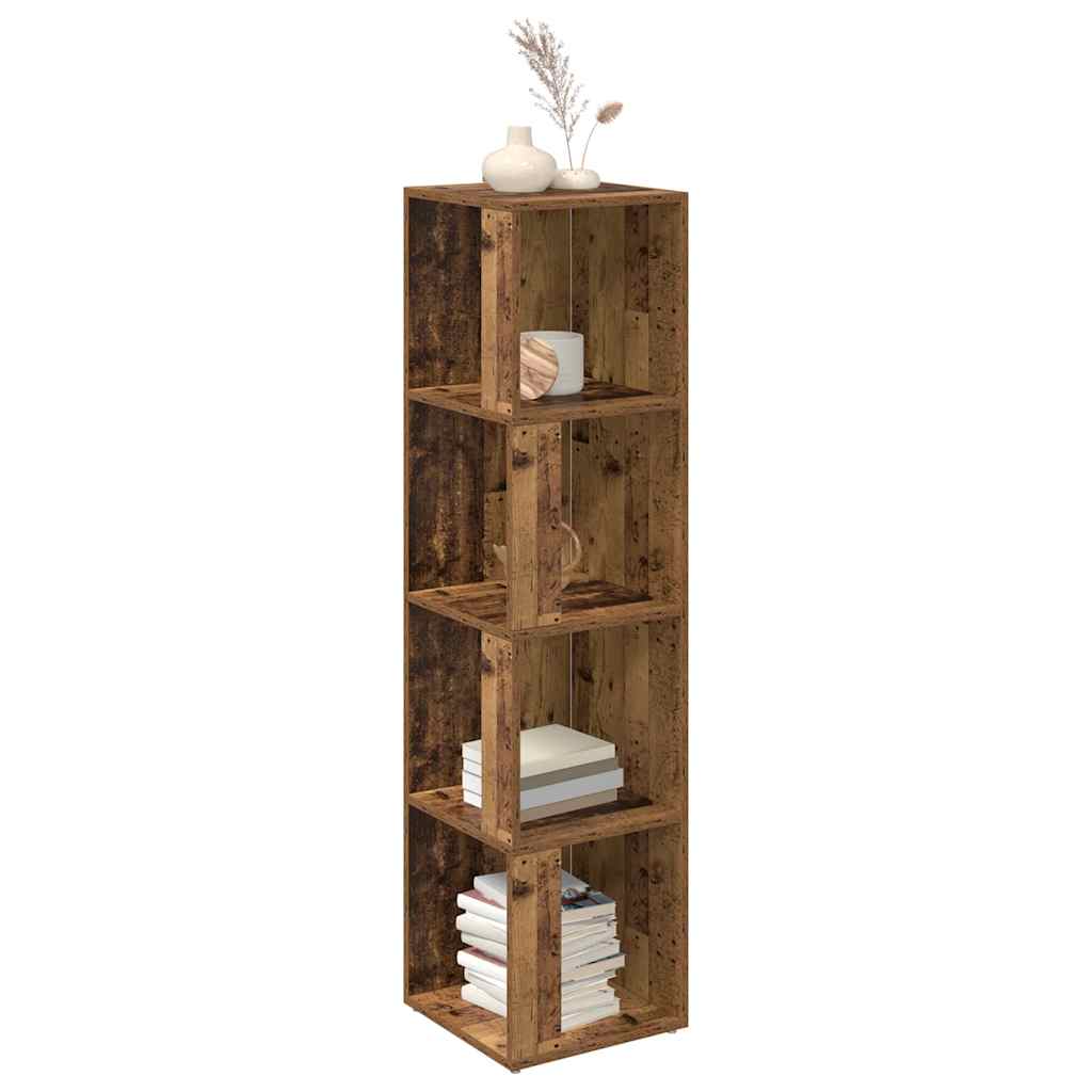 antik fa színű szerelt fa sarokszekrény 33 x 33 x 132 cm