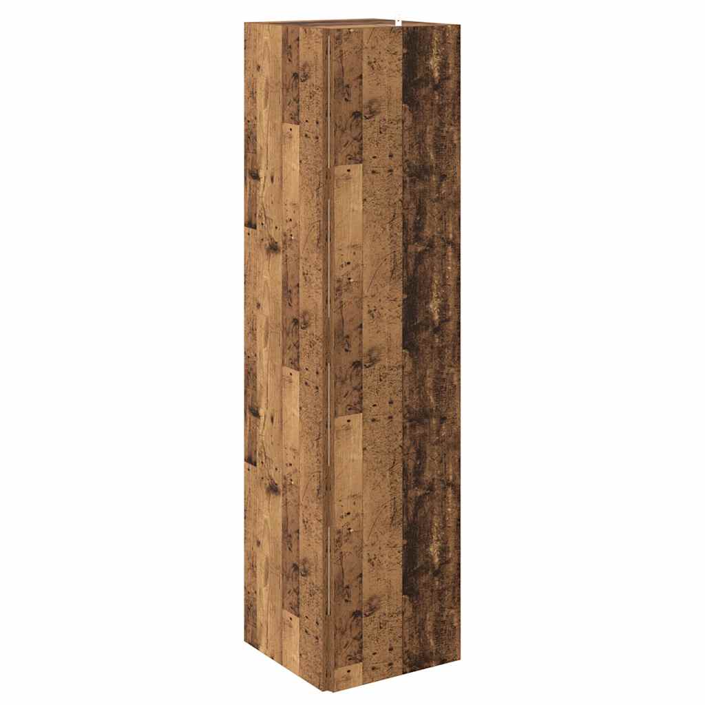 antik fa színű szerelt fa sarokszekrény 33 x 33 x 132 cm