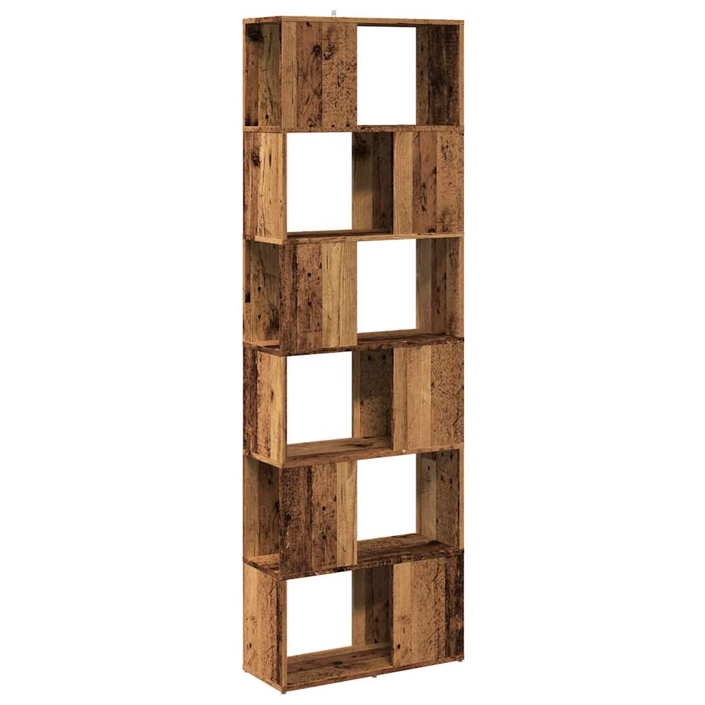 antik fa színű térelválasztó könyvszekrény 60x24x186 cm