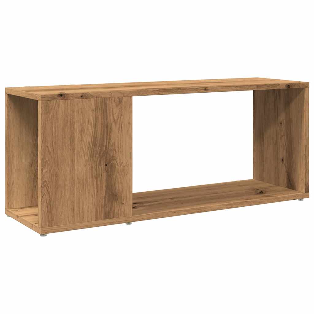kézműves tölgy színű szerelt fa TV-szekrény 80x24x32 cm