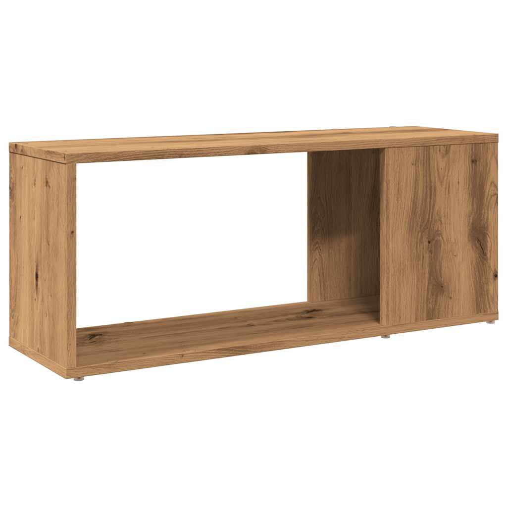 kézműves tölgy színű szerelt fa TV-szekrény 80x24x32 cm