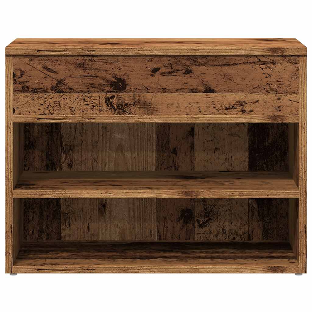 antik fa színű szerelt fa cipőtároló pad 60 x 30 x 45 cm