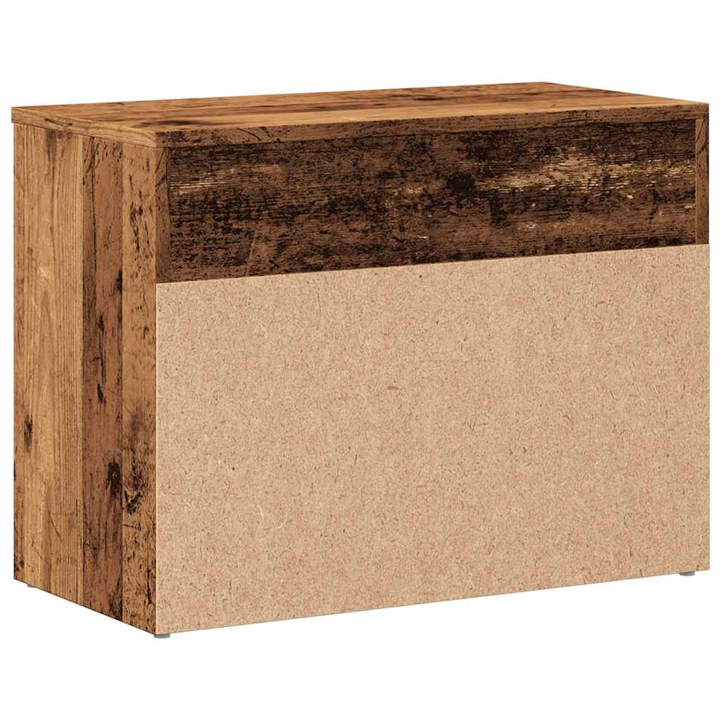 antik fa színű szerelt fa cipőtároló pad 60 x 30 x 45 cm