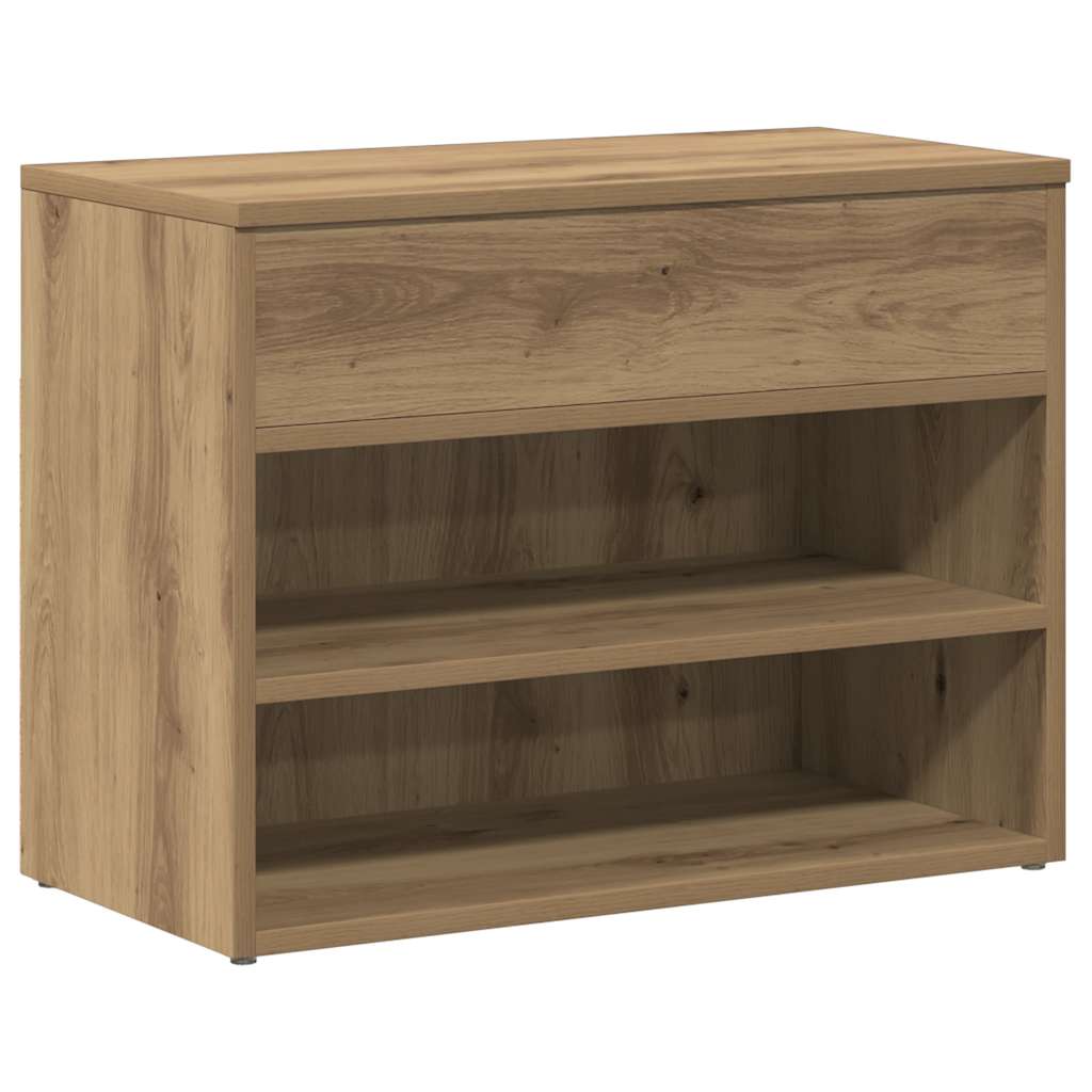kézműves tölgy színű szerelt fa cipőtároló pad 60 x 30 x 45 cm