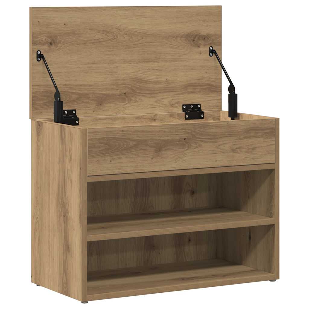 kézműves tölgy színű szerelt fa cipőtároló pad 60 x 30 x 45 cm