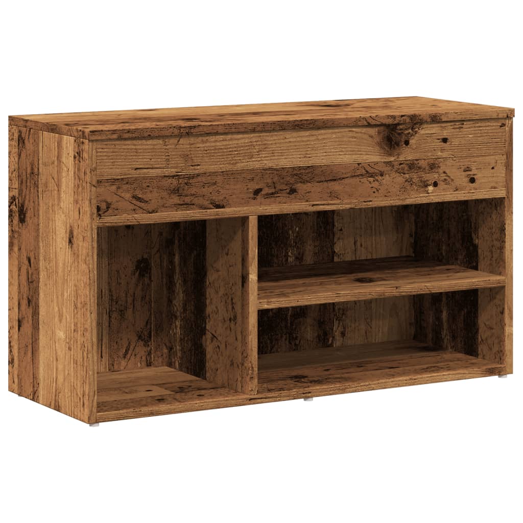 antik fa színű szerelt fa cipőtároló pad 80 x 30 x 45 cm