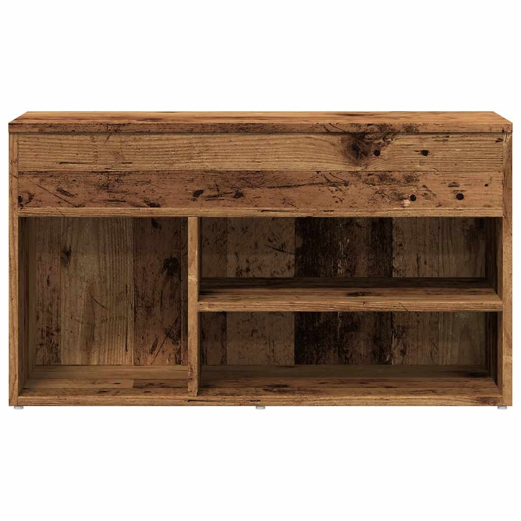 antik fa színű szerelt fa cipőtároló pad 80 x 30 x 45 cm