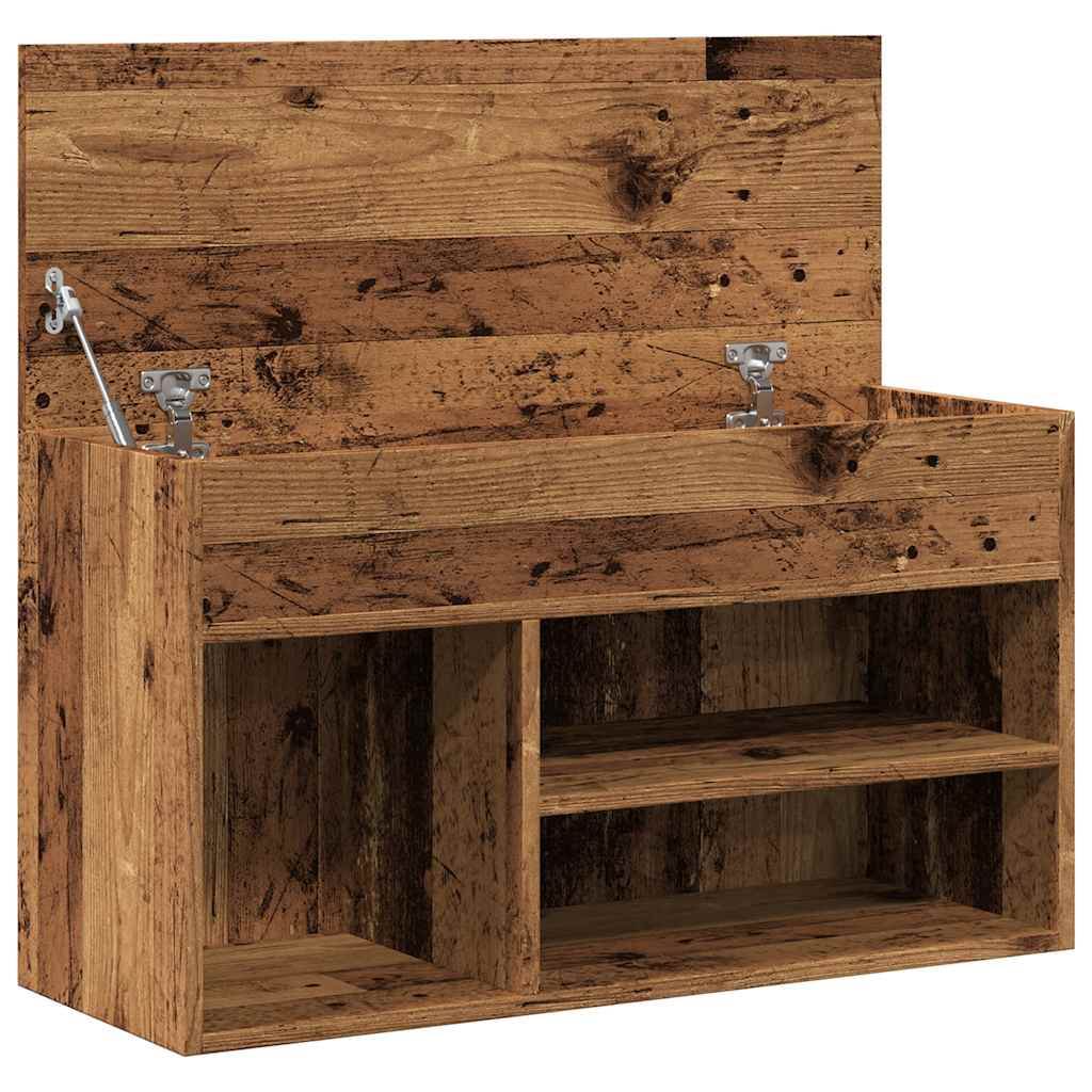 antik fa színű szerelt fa cipőtároló pad 80 x 30 x 45 cm