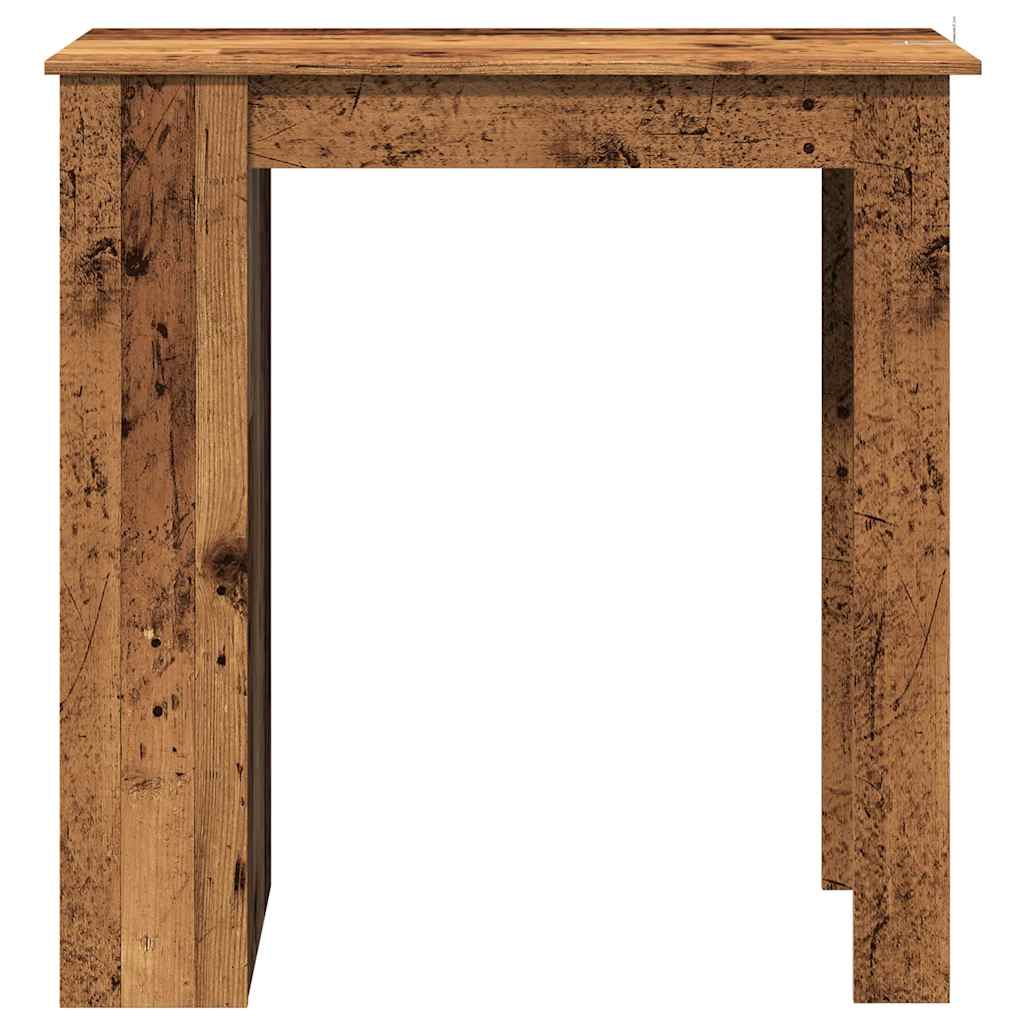 antik fa színű szerelt fa bárasztal polccal 102x50x103,5 cm
