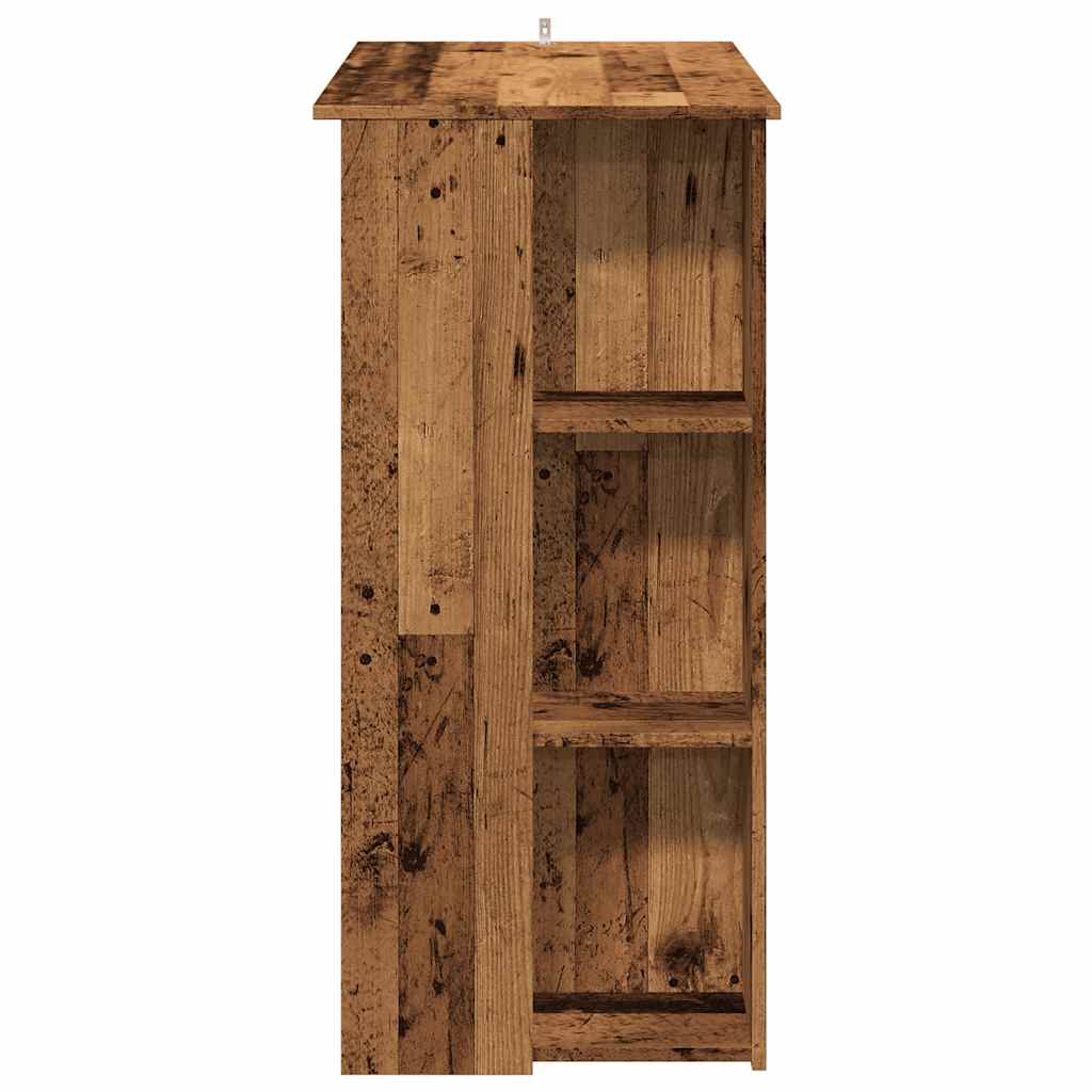 antik fa színű szerelt fa bárasztal polccal 102x50x103,5 cm
