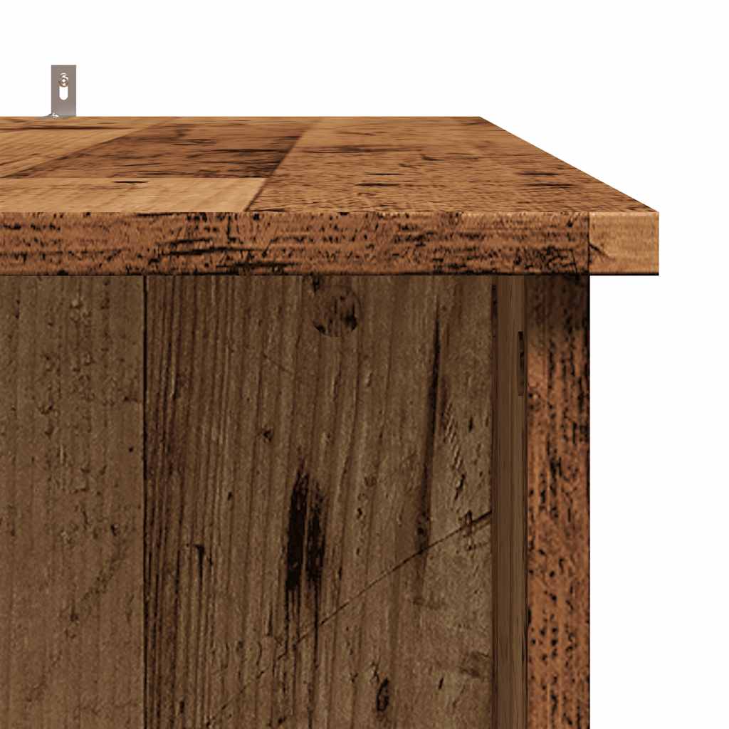 antik fa színű szerelt fa bárasztal polccal 102x50x103,5 cm