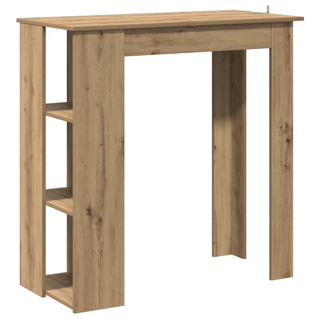 kézműves tölgy szerelt fa bárasztal polccal 102x50x103,5 cm