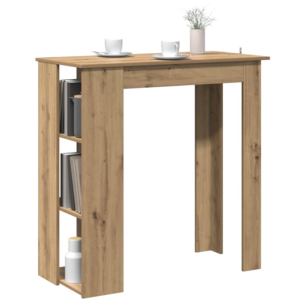 kézműves tölgy szerelt fa bárasztal polccal 102x50x103,5 cm