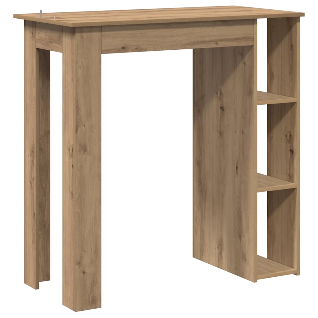 kézműves tölgy szerelt fa bárasztal polccal 102x50x103,5 cm