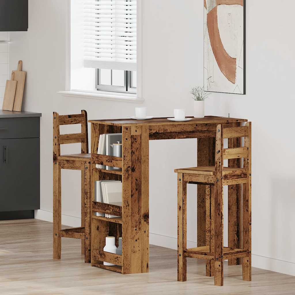 antik fa bárasztal polccal 102 x 50 x 103,5 cm