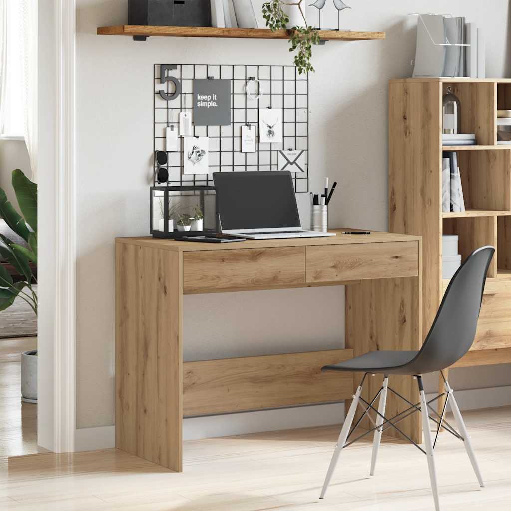 kézműves tölgy színű szerelt fa íróasztal 101 x 50 x 76,5 cm