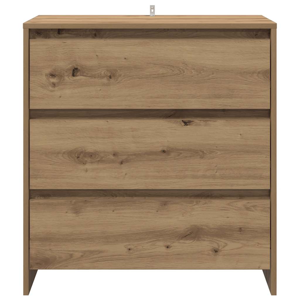 kézműves tölgy színű szerelt fa tálalószekrény 70x41x75 cm