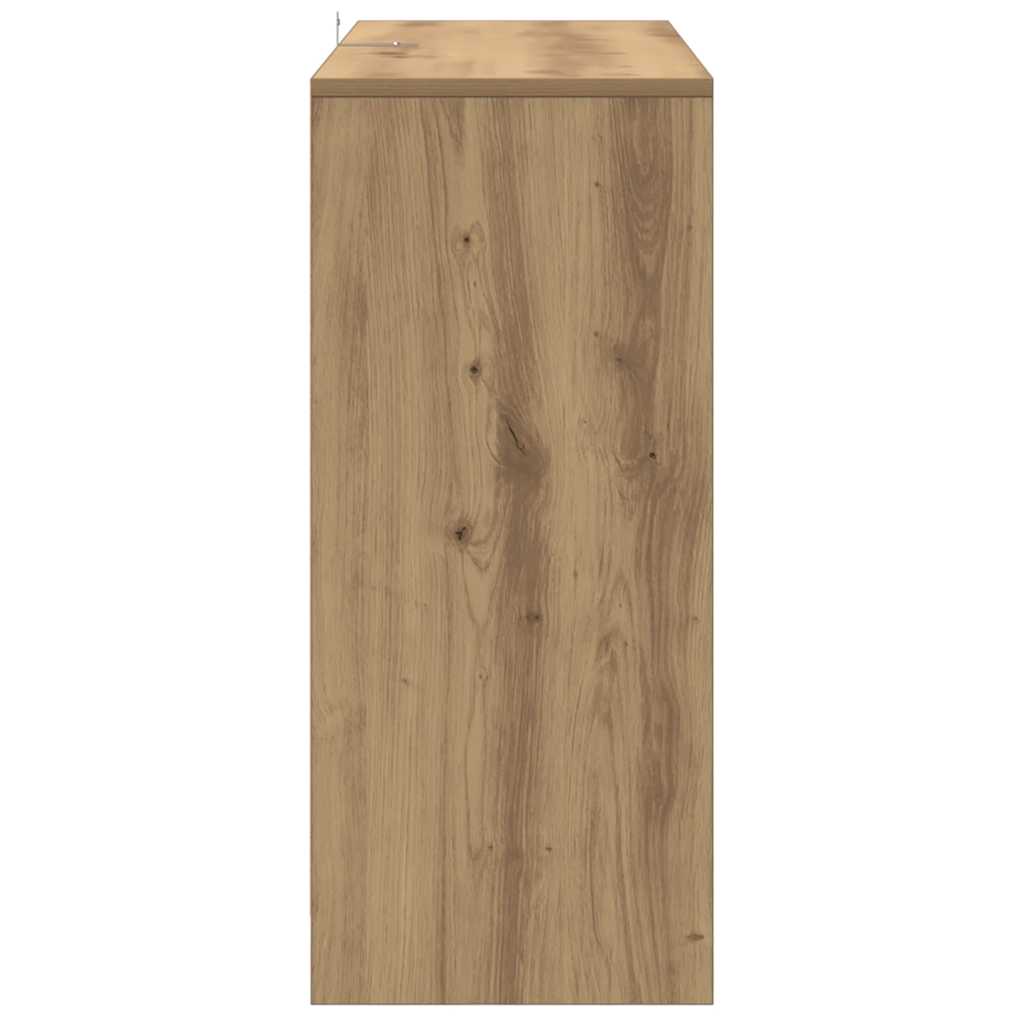 kézműves tölgy színű szerelt fa tálalószekrény 102 x 33 x 75 cm