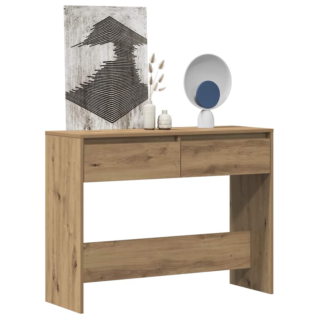 kézműves tölgy színű szerelt fa dohányzóasztal 100x35x76,5 cm