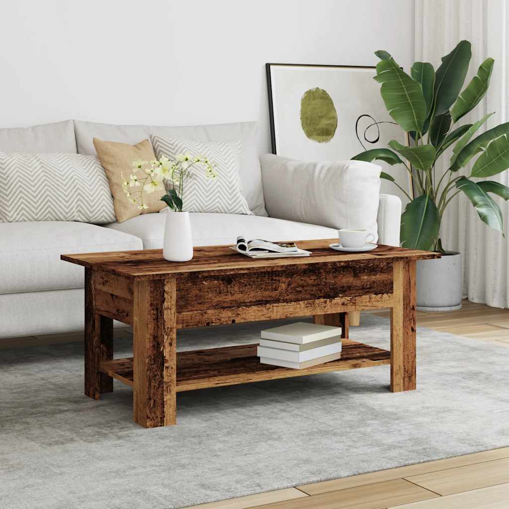 antik fa színű szerelt fa dohányzóasztal 102 x 55 x 42 cm
