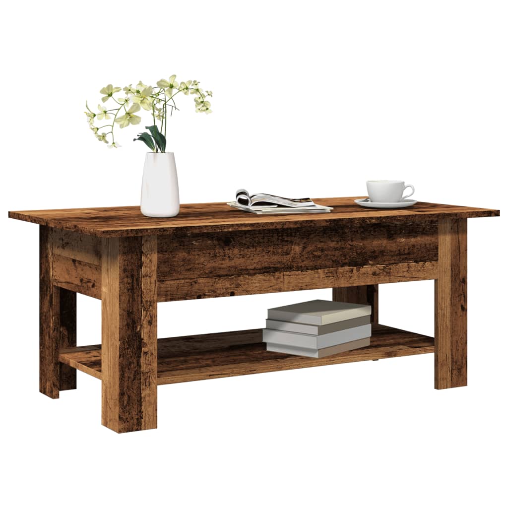 antik fa színű szerelt fa dohányzóasztal 102 x 55 x 42 cm