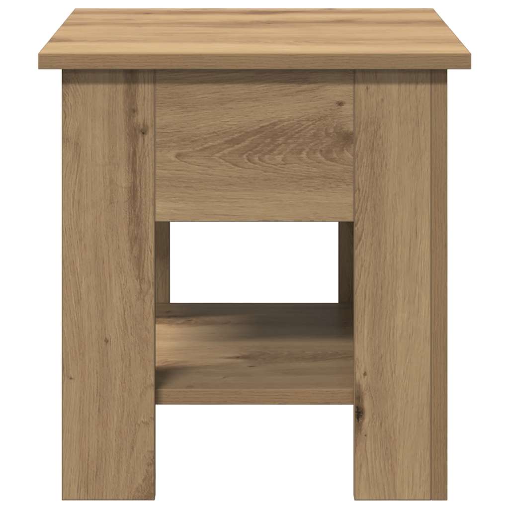 kézműves tölgy színű szerelt fa dohányzóasztal 40 x 40 x 42 cm