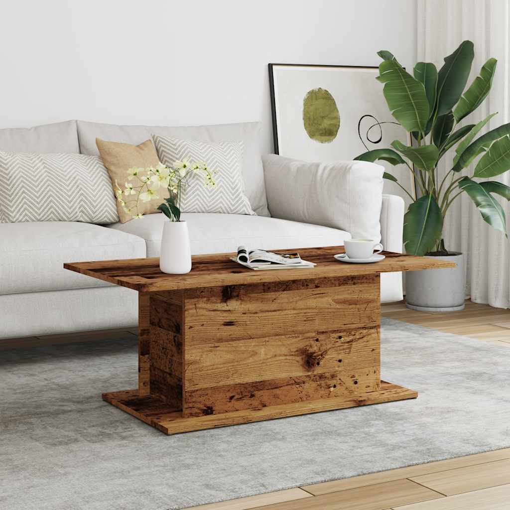antik fa színű szerelt fa dohányzóasztal 102 x 55,5 x 40 cm