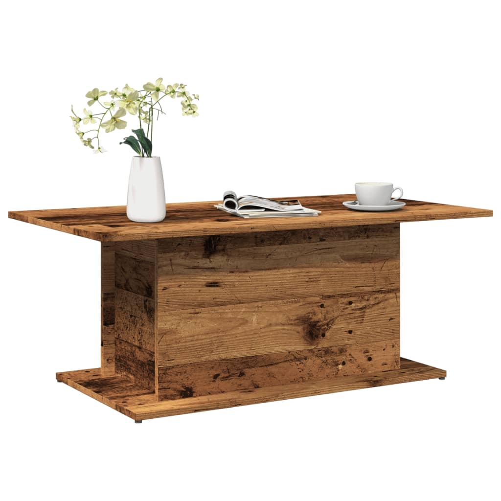 antik fa színű szerelt fa dohányzóasztal 102 x 55,5 x 40 cm