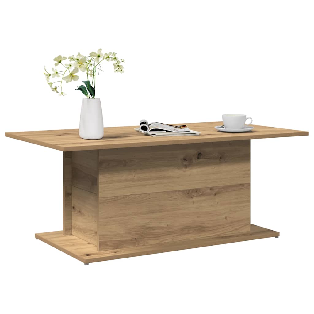 kézműves tölgy színű szerelt fa dohányzóasztal 102x55,5x40 cm
