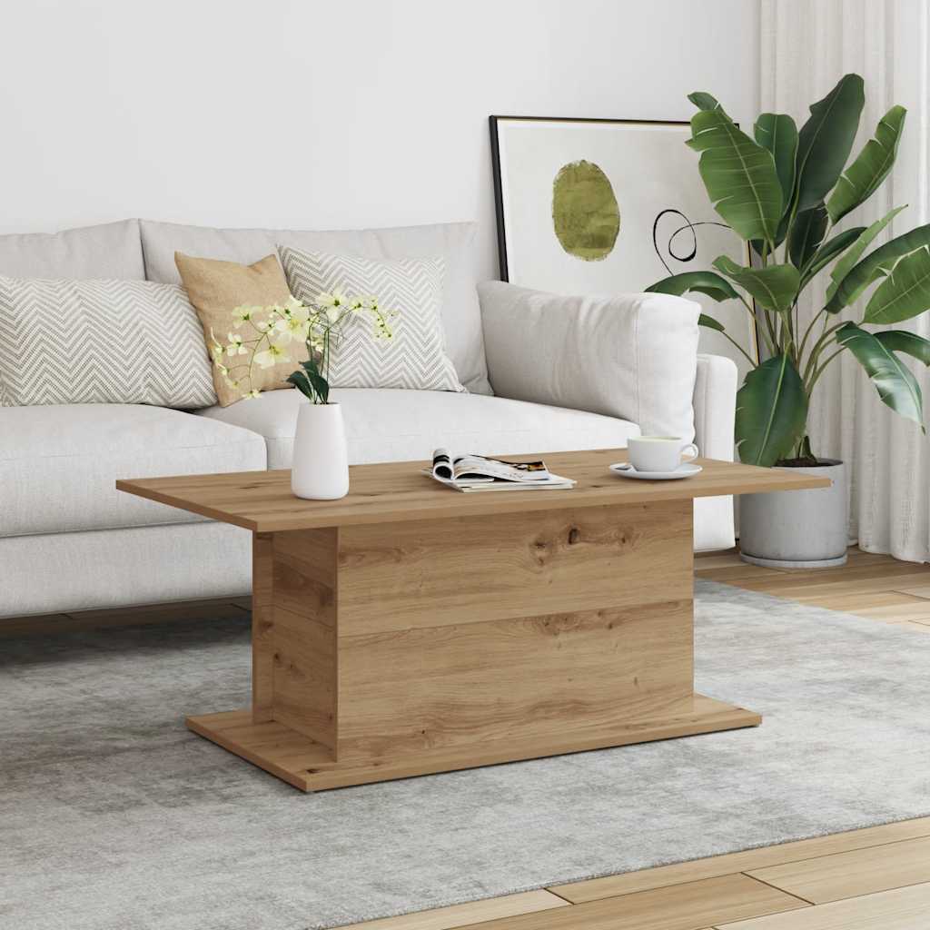 kézműves tölgy színű szerelt fa dohányzóasztal 102x55,5x40 cm