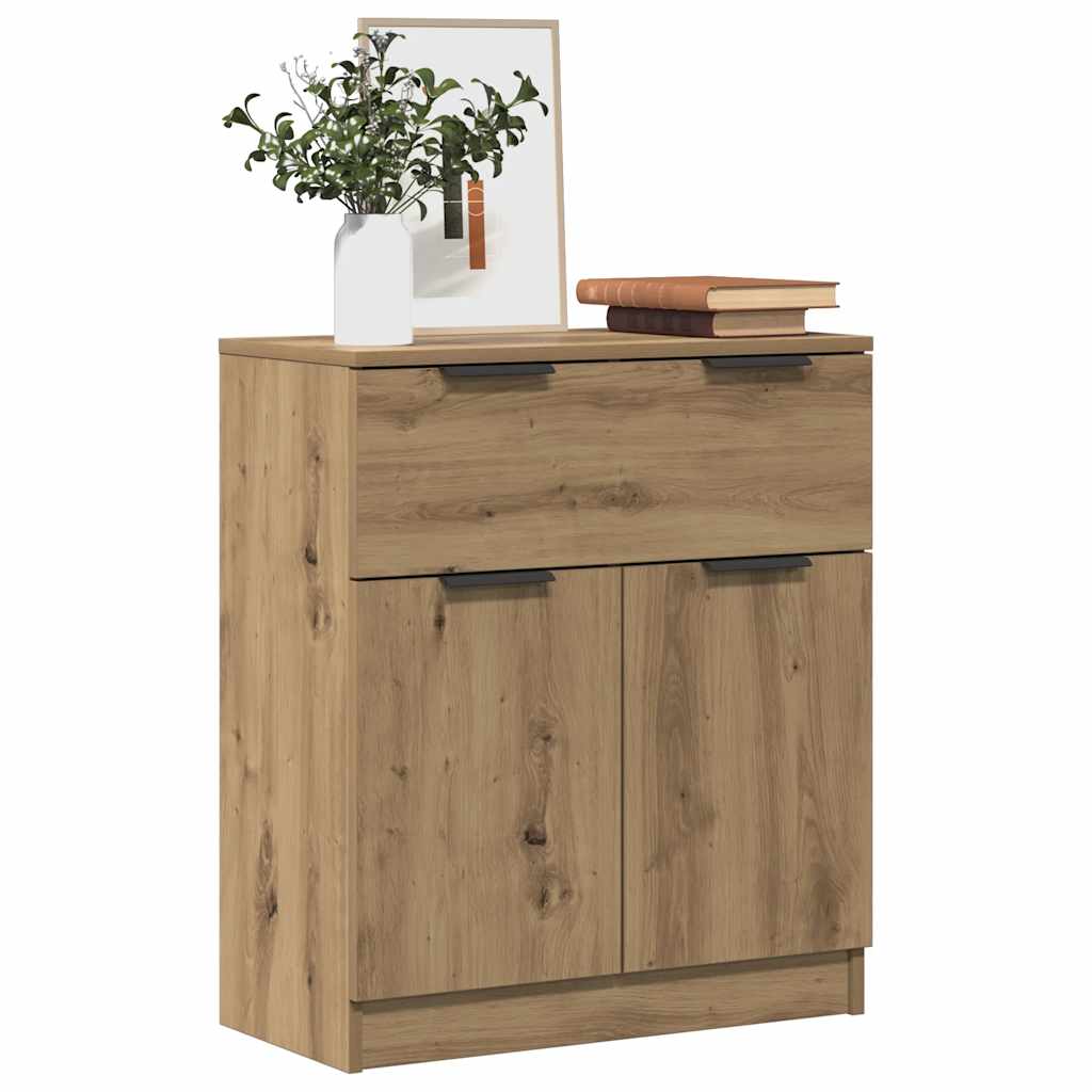 kézműves tölgy színű szerelt fa tálalószekrény 60 x 30 x 70 cm