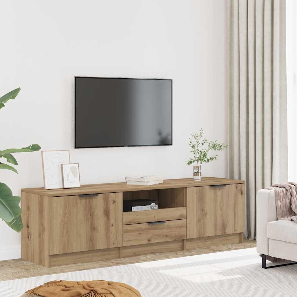 műfából készült, kézműves tölgyfa TV-szekrény 140 x 35 x 40 cm