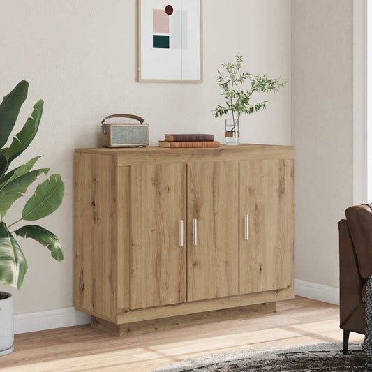 kézműves tölgy színű szerelt fa tálalószekrény 92 x 35 x 75 cm