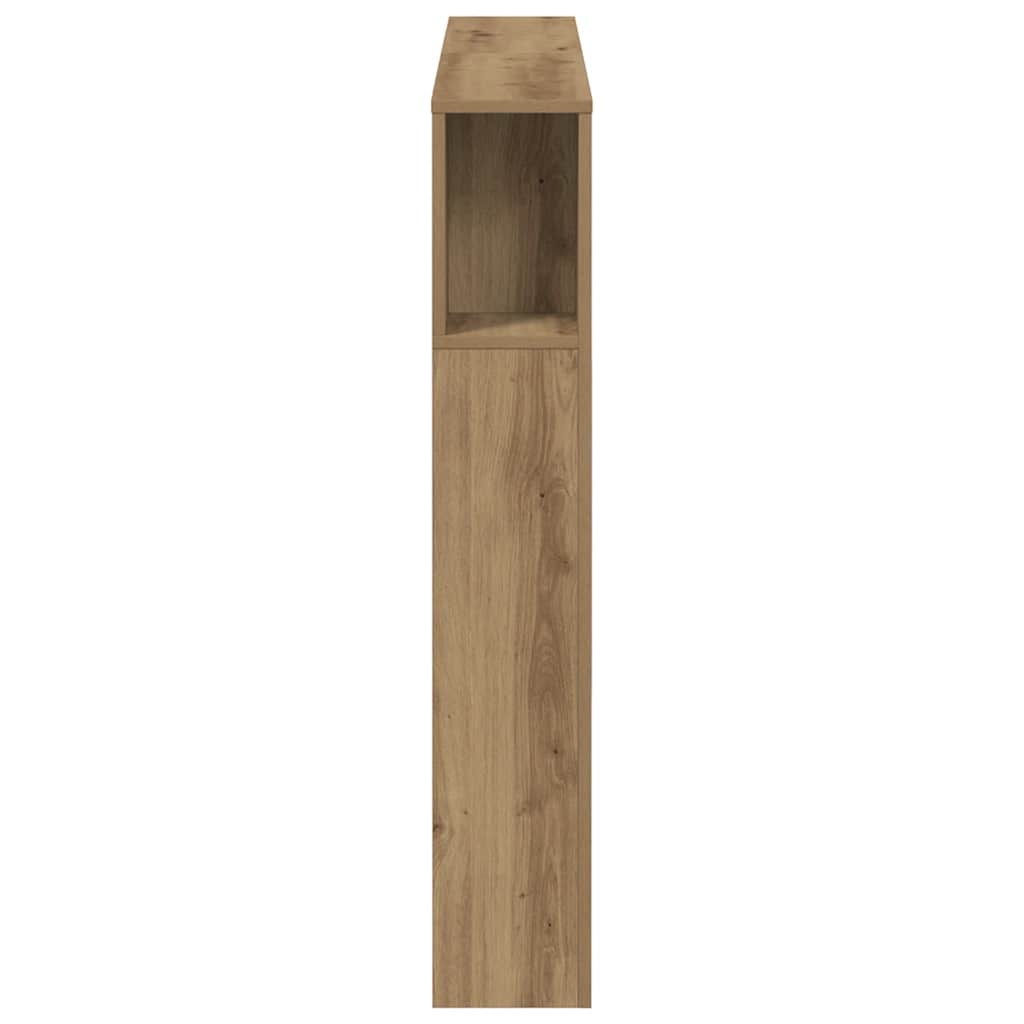 kézműves tölgyszínű szerelt fa LED-es fejtámla 120x18,5x103,5cm