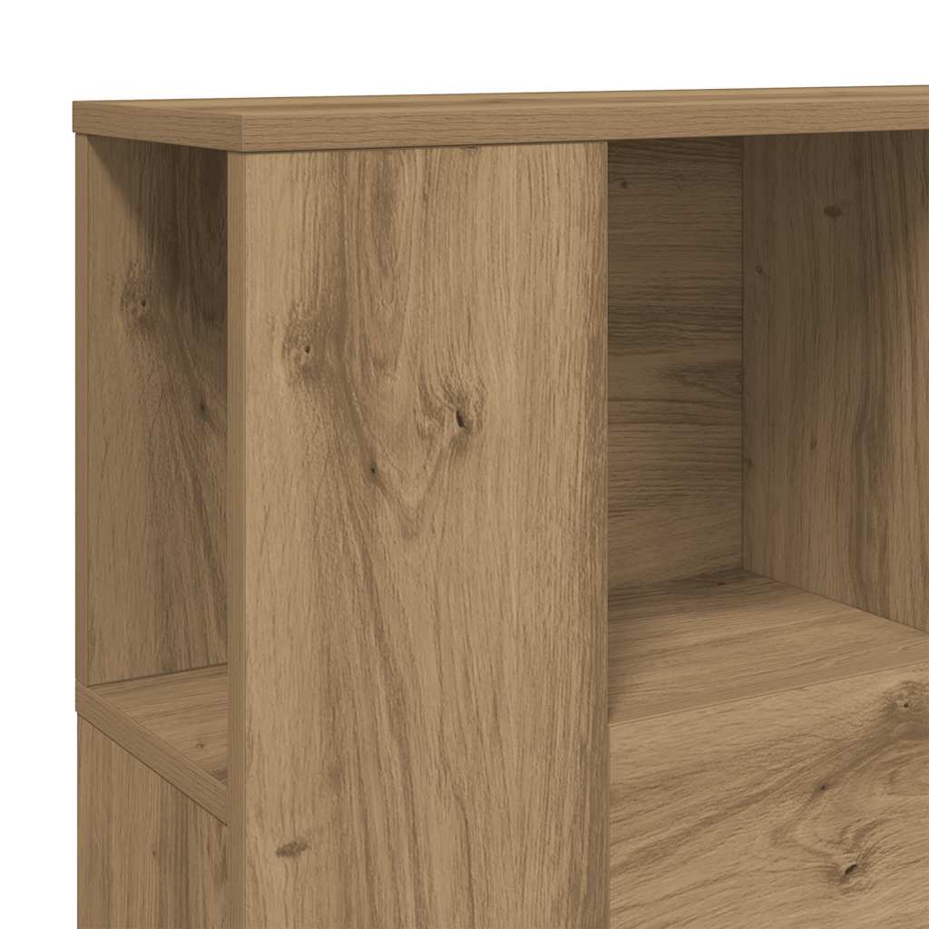 kézműves tölgyszínű szerelt fa LED-es fejtámla 120x18,5x103,5cm