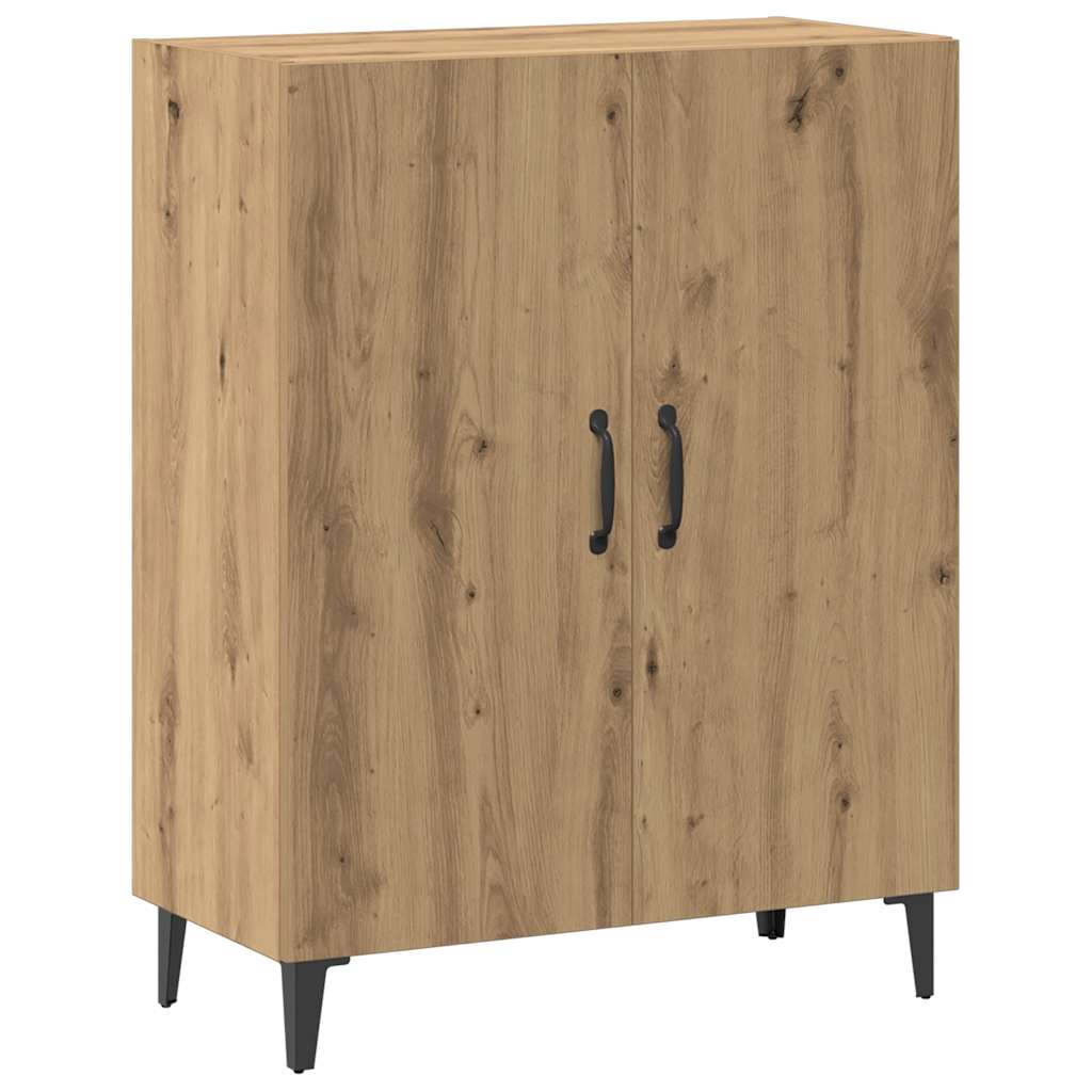 kézműves tölgy színű szerelt fa tálalószekrény 70 x 34 x 90 cm