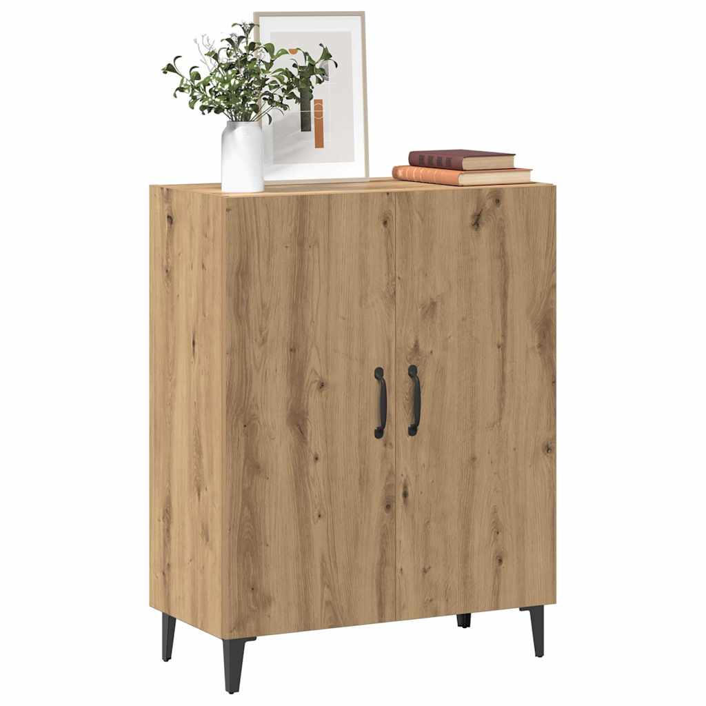 kézműves tölgy színű szerelt fa tálalószekrény 70 x 34 x 90 cm