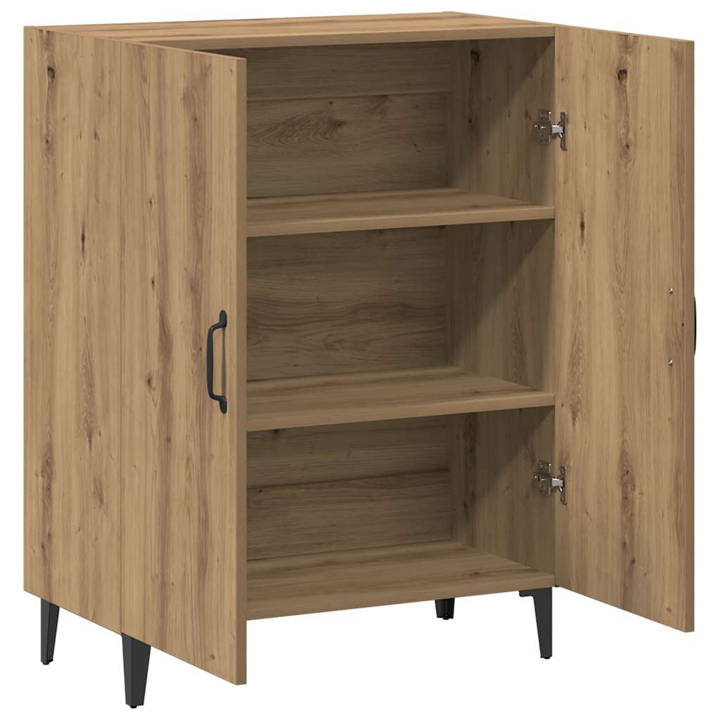 kézműves tölgy színű szerelt fa tálalószekrény 70 x 34 x 90 cm