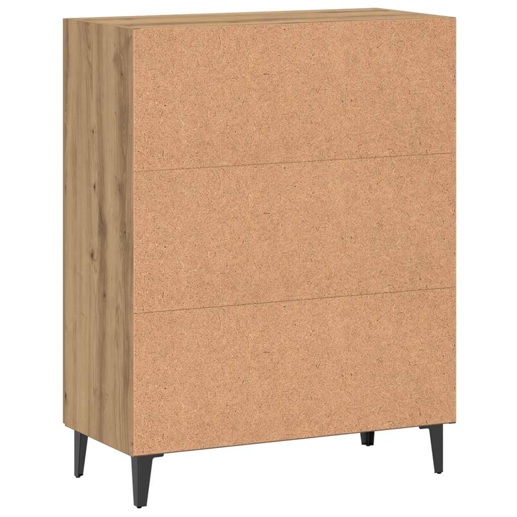 kézműves tölgy színű szerelt fa tálalószekrény 70 x 34 x 90 cm
