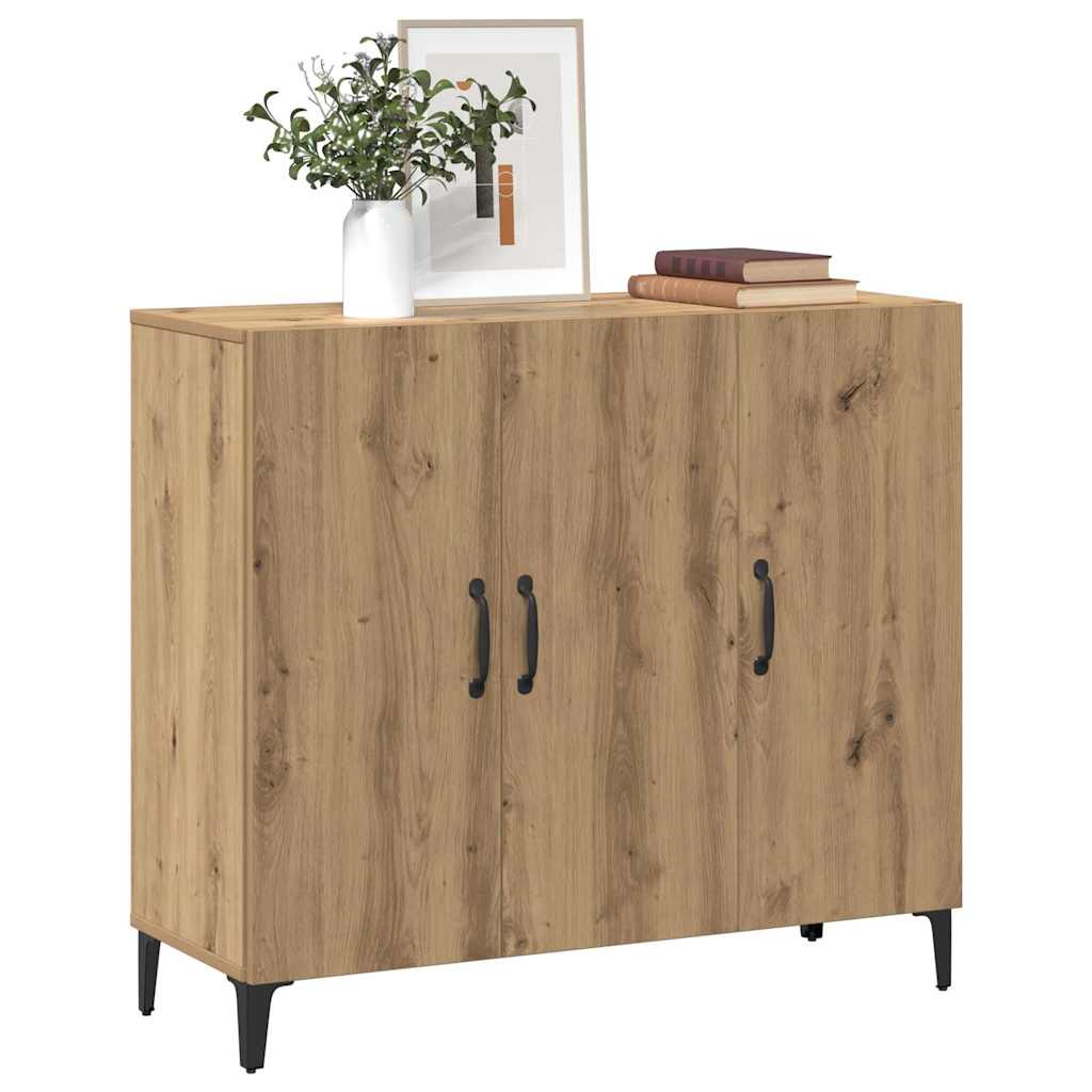 kézműves tölgy színű szerelt fa tálalószekrény 90 x 34 x 80 cm