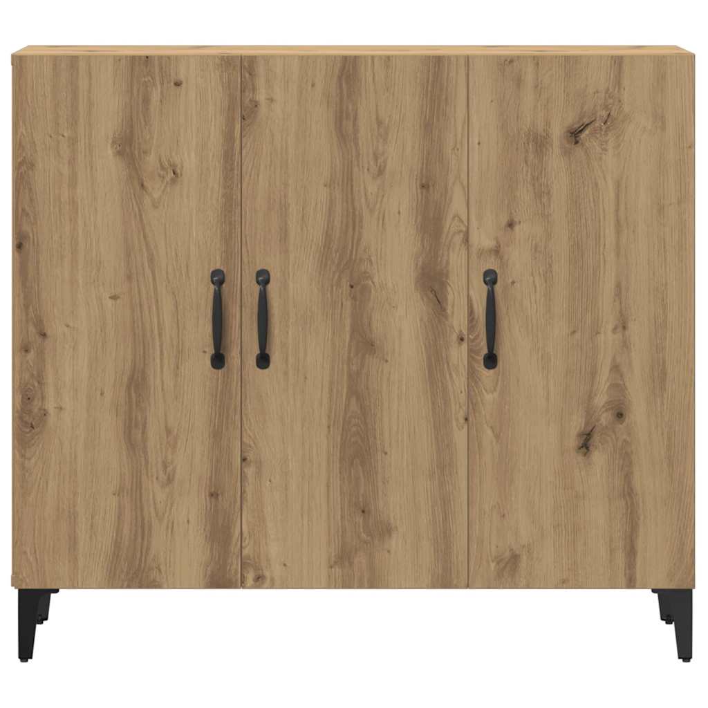 kézműves tölgy színű szerelt fa tálalószekrény 90 x 34 x 80 cm