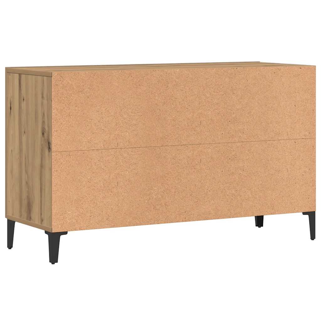 kézműves tölgy színű szerelt fa tálalószekrény 100 x 36 x 60 cm