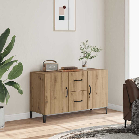 kézműves tölgy színű szerelt fa tálalószekrény 100 x 36 x 60 cm