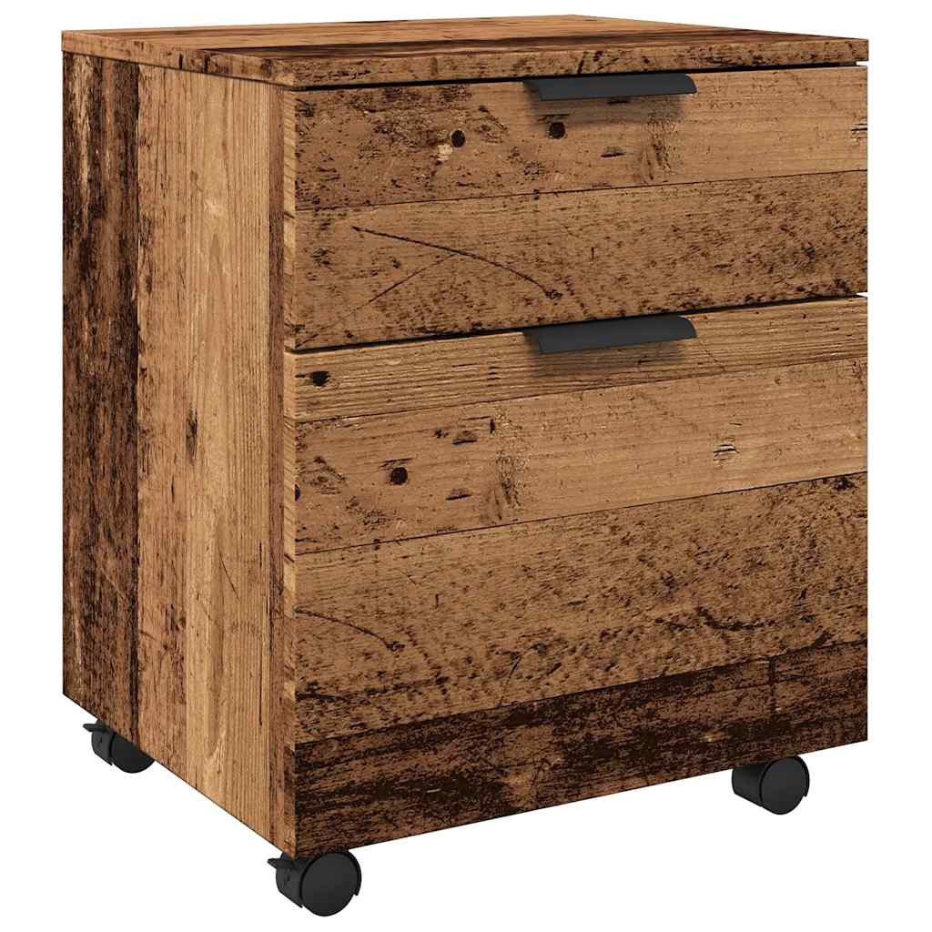 antik fa szerelt fa iratszekrény kerekekkel 45x38x45 cm