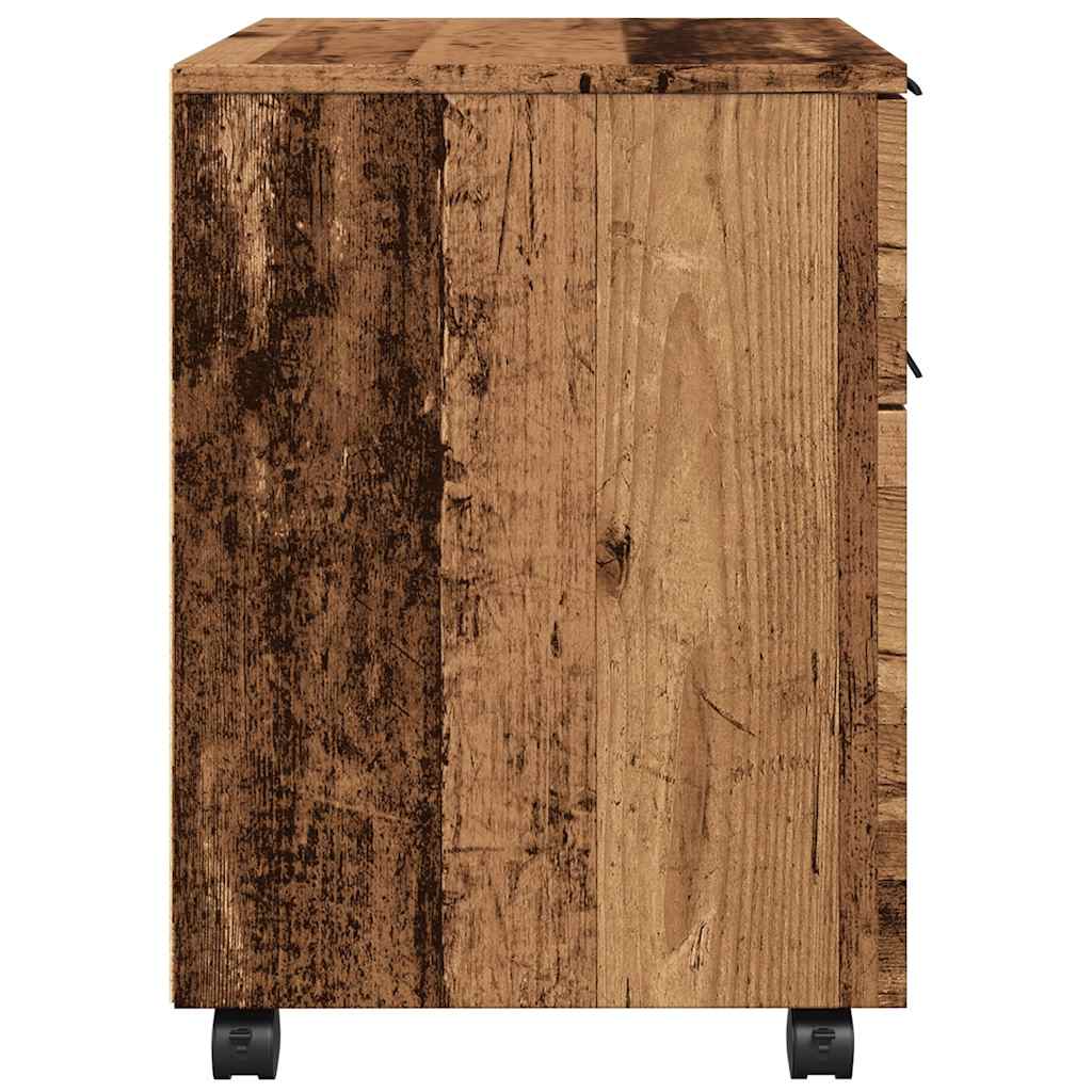 antik fa szerelt fa iratszekrény kerekekkel 45x38x45 cm