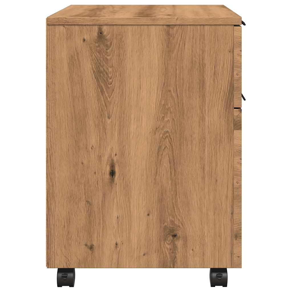 kézműves tölgy szerelt fa iratszekrény kerekekkel 45x38x45 cm
