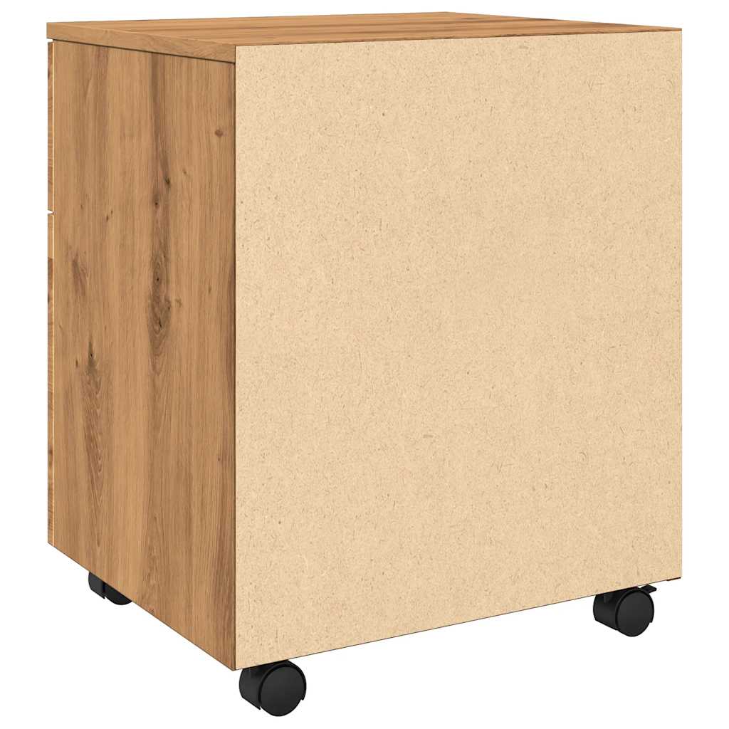 kézműves tölgy szerelt fa iratszekrény kerekekkel 45x38x45 cm